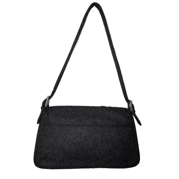 Handbag Gray Textured Leaves Fabric Shoulder Bag Purse Fall Felted Liz Claiborne - Picture 2 of 12